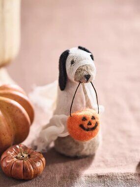 Anthropologie Spooky Ghost Trick-or-Treat Puppy Felt Critter NEW Halloween Decor